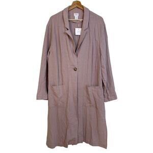 Sigrid Olsen Linen blend Long cardigan Sz Large Front Pockets Lagenlook Travel